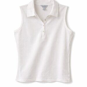 🦜OUTLINE Women's White Sleeveless Polo Top - LP